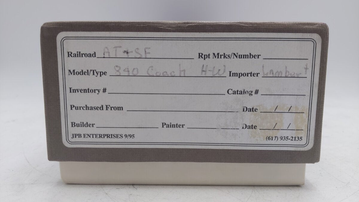 Lambert 840 HO Scale BRASS ATSF Passenger Coach (Unpainted) EX/Box