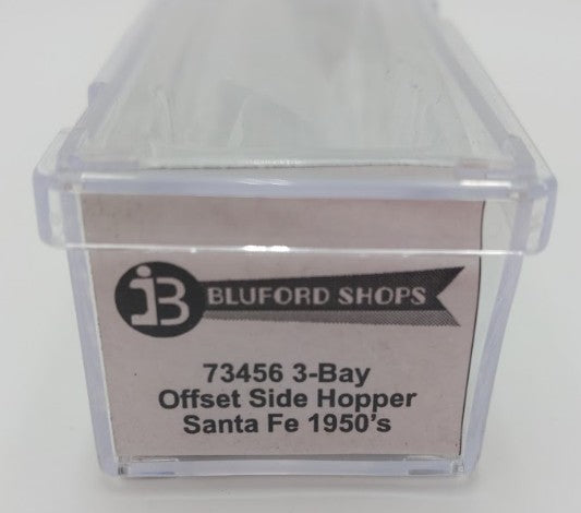 Bluford Shops 73456 N Scale 1950's Santa Fe 3 Bay Offset Side Hopper Car #78521 LN/Box