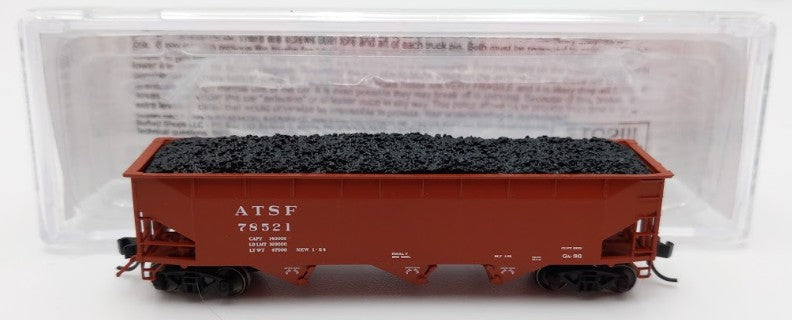 Bluford Shops 73456 N Scale 1950's Santa Fe 3 Bay Offset Side Hopper Car #78521 LN/Box