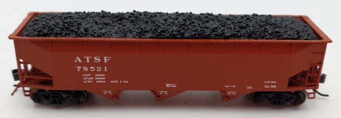 Bluford Shops 73456 N Scale 1950's Santa Fe 3 Bay Offset Side Hopper Car #78521 LN/Box