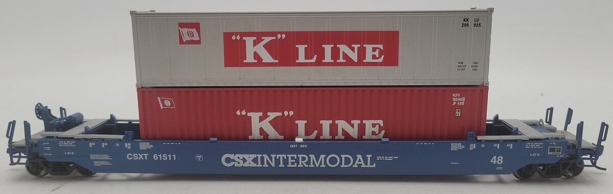 Athearn 72555 CSX Husky Stack Well Car w/2 Containers EX/Box