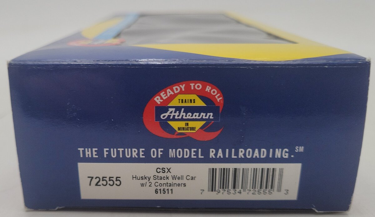 Athearn 72555 CSX Husky Stack Well Car w/2 Containers EX/Box