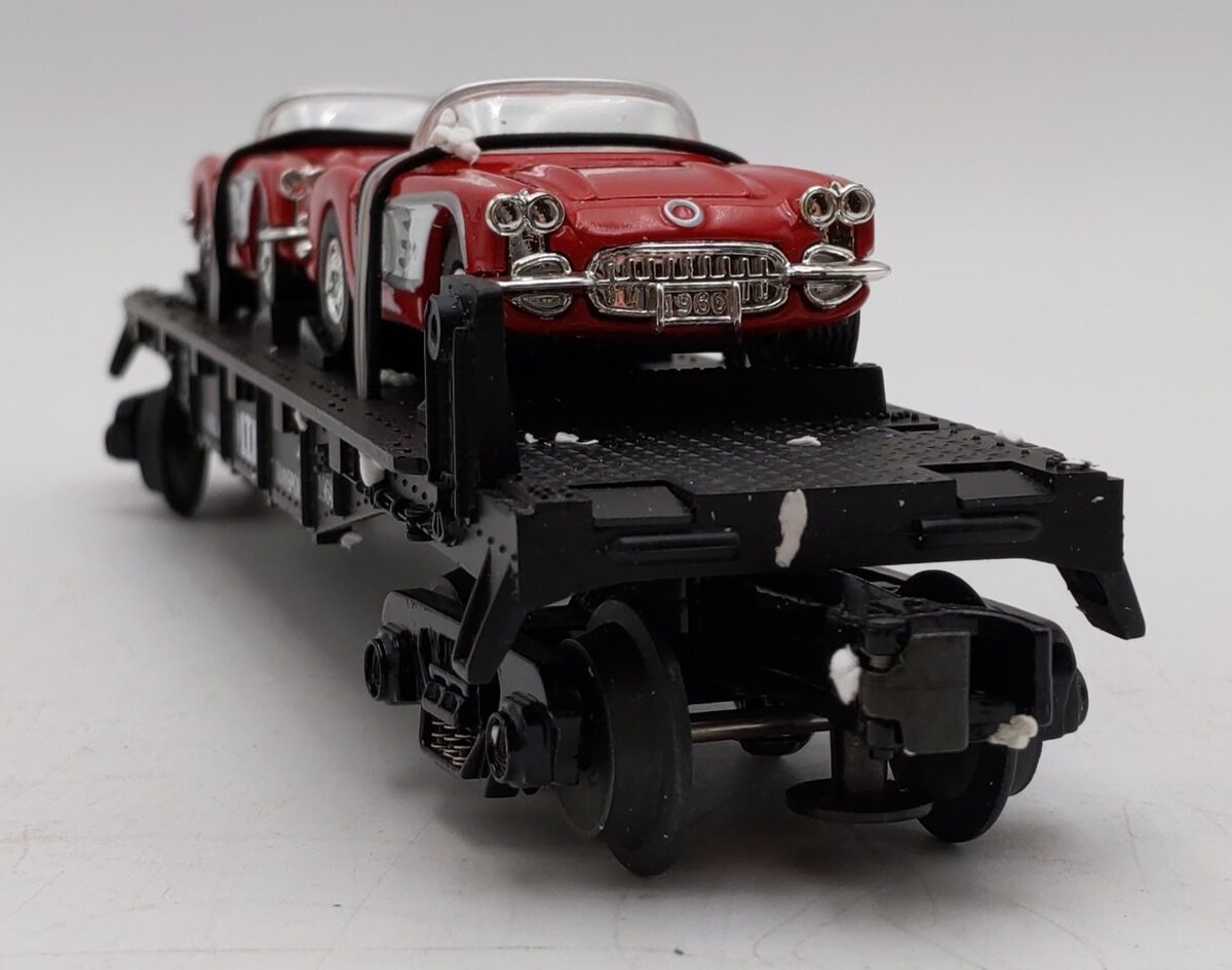 MTH 30-7624 O Gauge Auto Transport Flatcar with 2 Ertl '64 Corvettes #19640 LN/Box