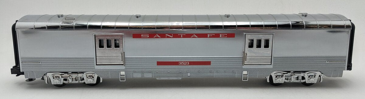 MTH O Scale Chrome Santa Fe Passenger Baggage Car #3523 EX