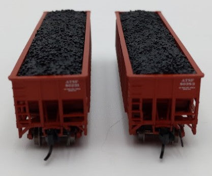 Bluford Shops 14452 N Scale ATSF 14-Panel Rib Side 3-Bay Hopper Car 2 Pack EX/Box