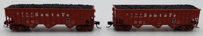 Bluford Shops 14452 N Scale ATSF 14-Panel Rib Side 3-Bay Hopper Car 2 Pack EX/Box