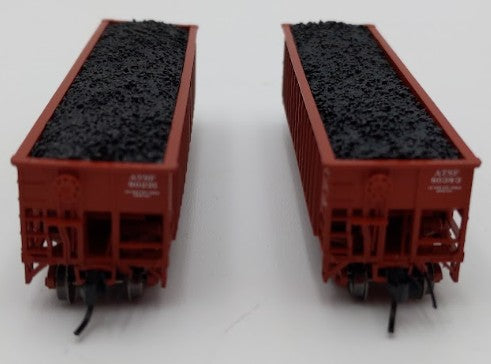 Bluford Shops 14452 N Scale ATSF 14-Panel Rib Side 3-Bay Hopper Car 2 Pack EX/Box