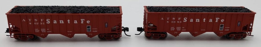Bluford Shops 14452 N Scale ATSF 14-Panel Rib Side 3-Bay Hopper Car 2 Pack EX/Box