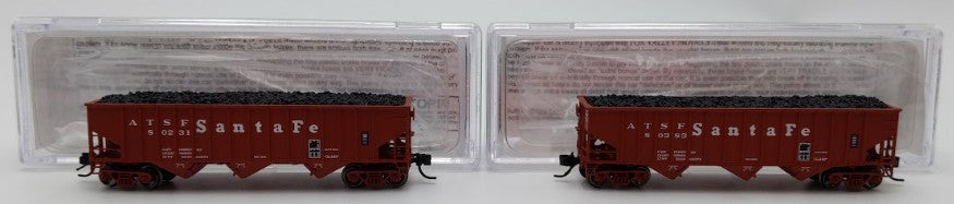 Bluford Shops 14452 N Scale ATSF 14-Panel Rib Side 3-Bay Hopper Car 2 Pack EX/Box