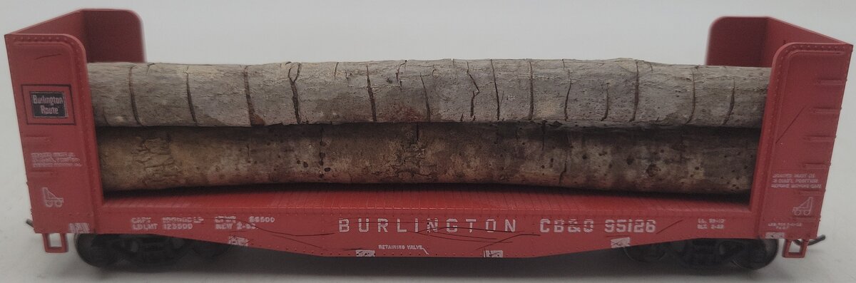 Athearn HO Scale Chicago Burlington & Quincy Flatcar 95126 W/ Logs VG