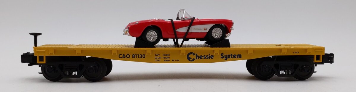 MTH 33-7603 O Gauge Chessie Flatcar w/ Corvette #81130 LN/Box