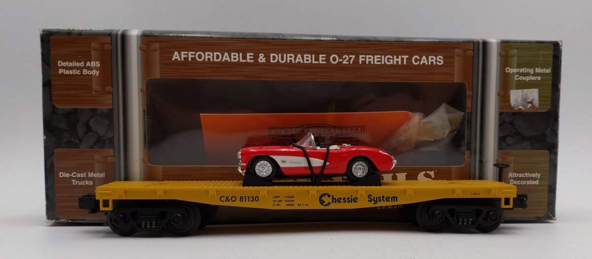 MTH 33-7603 O Gauge Chessie Flatcar w/ Corvette #81130 LN/Box