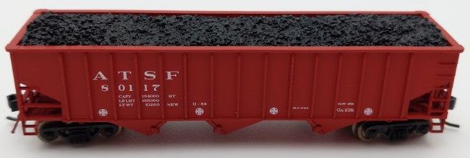 Bluford Shops 14061 N Scale Santa Fe 14 Panel Rib Side Hopper Car #80117 w/ Load LN/Box