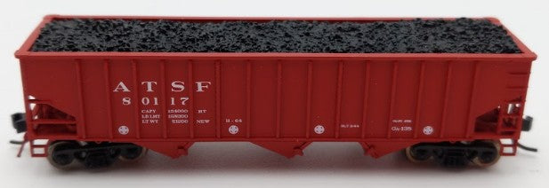 Bluford Shops 14061 N Scale Santa Fe 14 Panel Rib Side Hopper Car #80117 w/ Load LN/Box