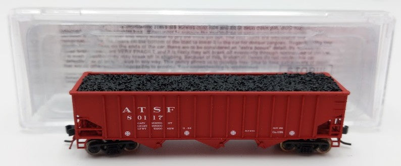 Bluford Shops 14061 N Scale Santa Fe 14 Panel Rib Side Hopper Car #80117 w/ Load LN/Box