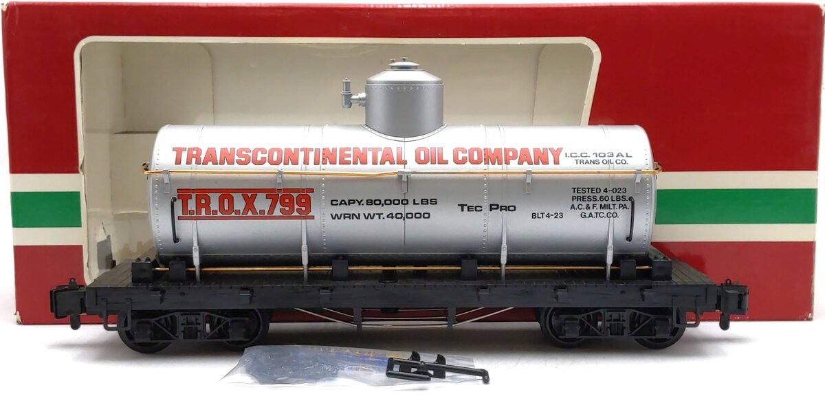 LGB 4080-Y01 Transcontinental Oil Single Dome Tank Car w/Plastic Wheels EX/Box