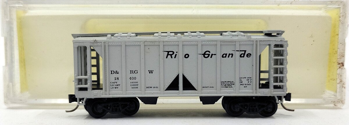 Loco-Motives 12050 N Scale Rio Grande 2-Bay Covered Hopper #18400 LN/Box