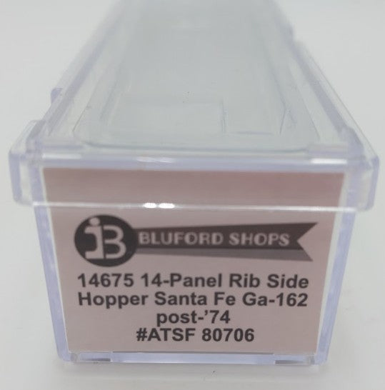 Bluford Shops 14675 N Santa Fe Ga-162 Post-'74 14-Panel 3-Bay Hopper Car #80706 EX/Box