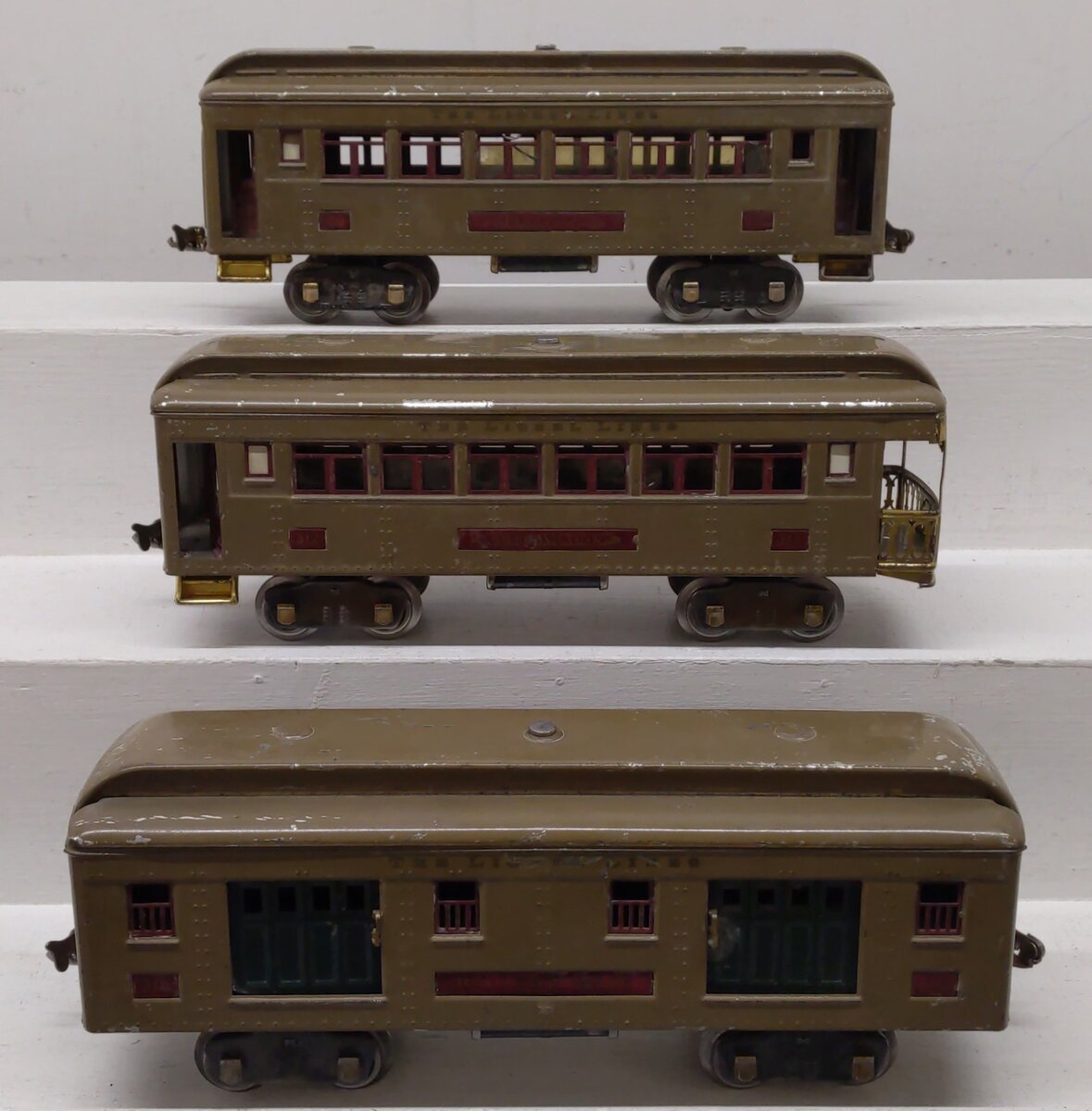 Lionel Vintage Standard Gauge Tinplate Passenger Cars: 309, 310, 312 [3] VG
