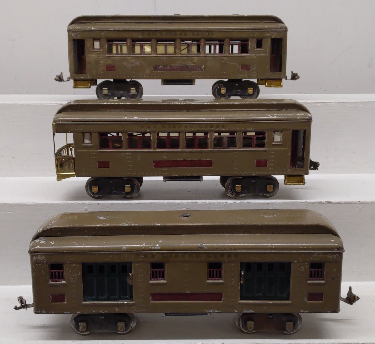 Lionel Vintage Standard Gauge Tinplate Passenger Cars: 309, 310, 312 [3] VG