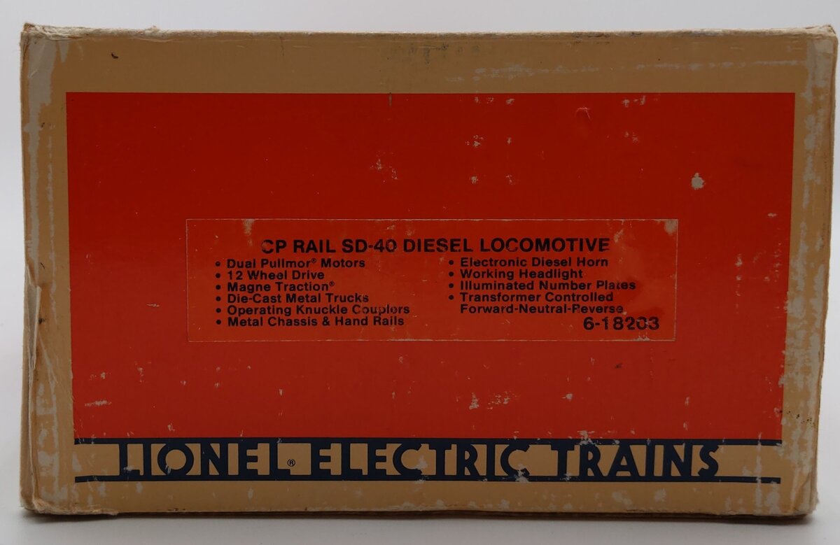 Lionel 6-18203 O CP Rail SD-40 Diesel Locomotive #8203 EX/Box
