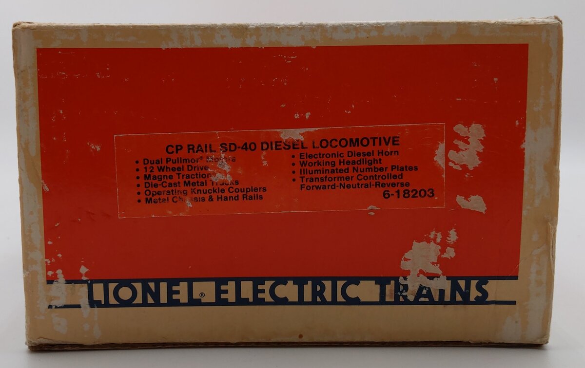 Lionel 6-18203 O CP Rail SD-40 Diesel Locomotive #8203 EX/Box