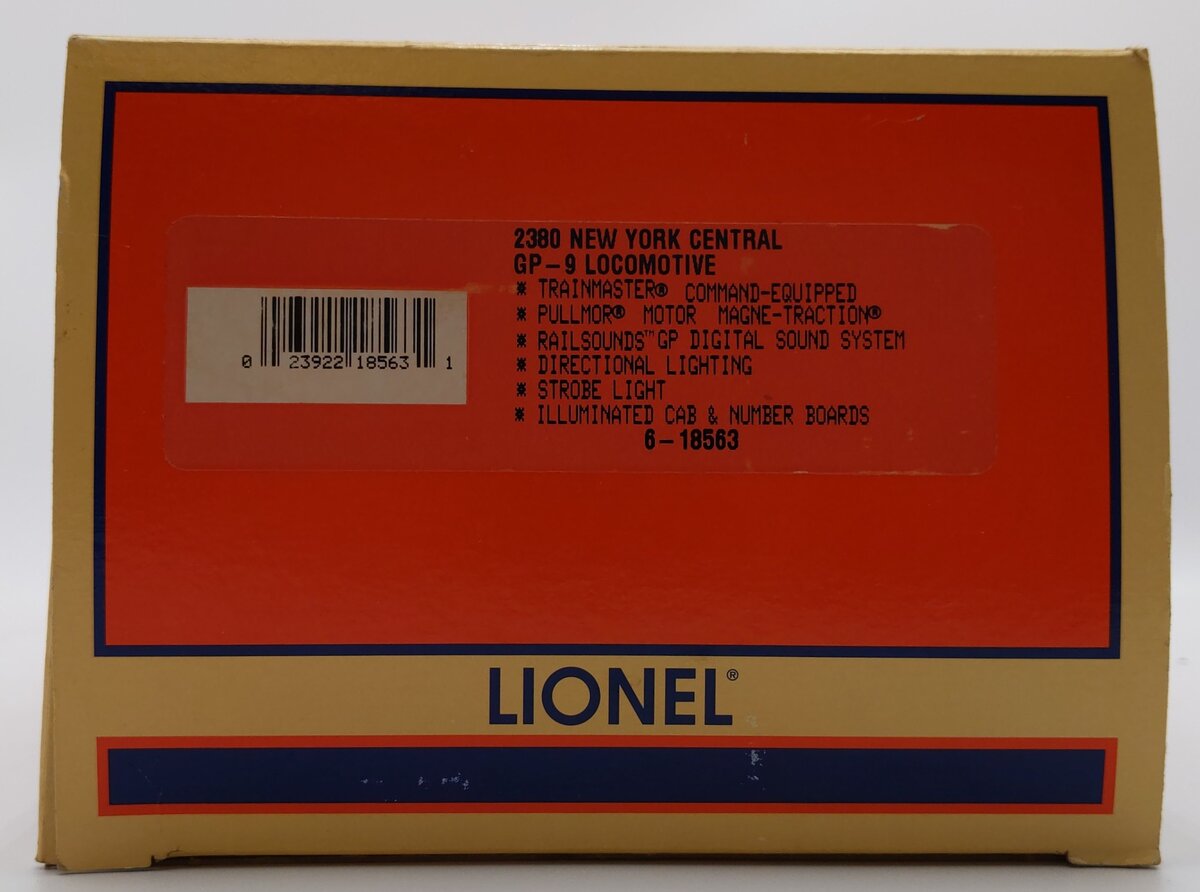 Lionel 6-18563 O Gauge New York Central GP-9 Diesel Locomotive #2380 EX/Box