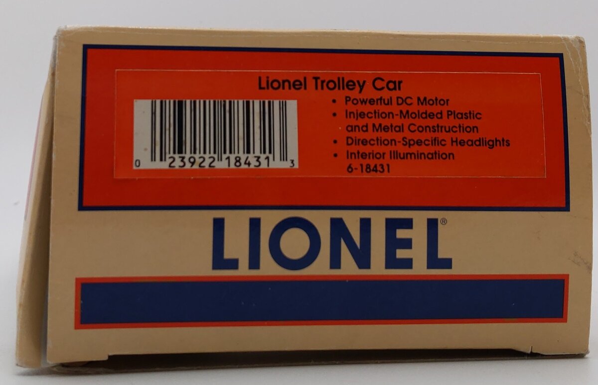 Lionel 6-18431 O Gauge Lionel Transit Trolley Car EX/Box