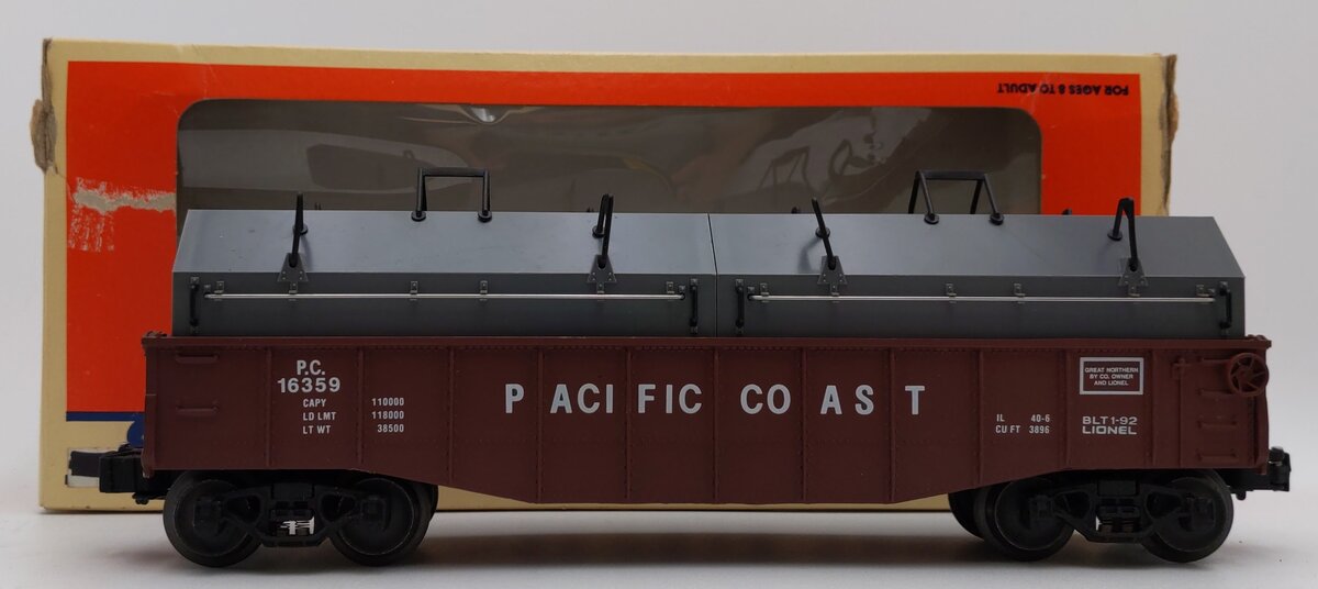 Lionel 6-16359 O Gauge Pacific Coast Gondola with Coil Covers EX/Box