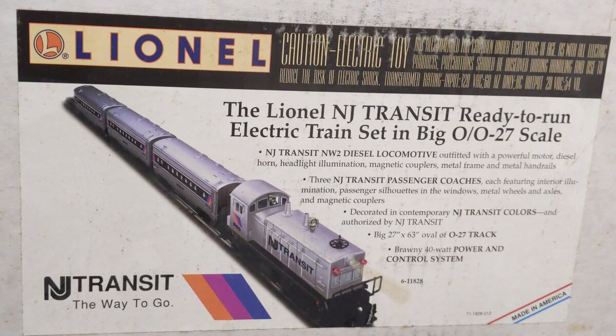 Lionel 6-11828 O Gauge NJ Transit Diesel Diesel Passenger Car Set EX/Box