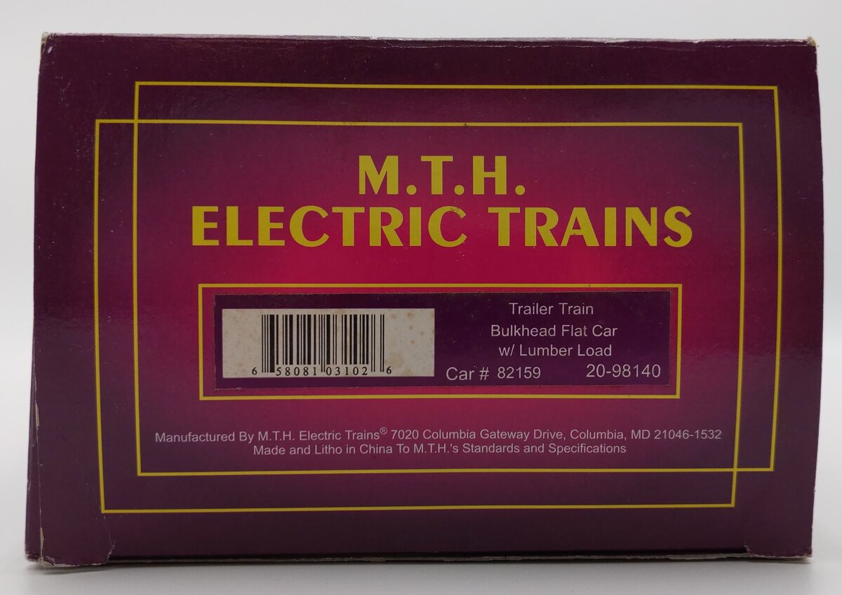 MTH 20-98140 O Trailer Train Bulkhead Flatcar #82159 LN/Box