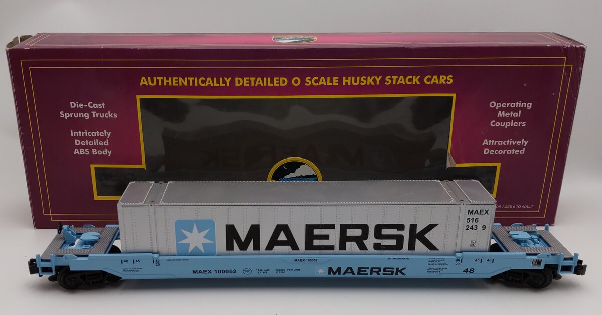 MTH 20-95006 O Gauge Maersk Husky Stack Car w/ Container EX/Box