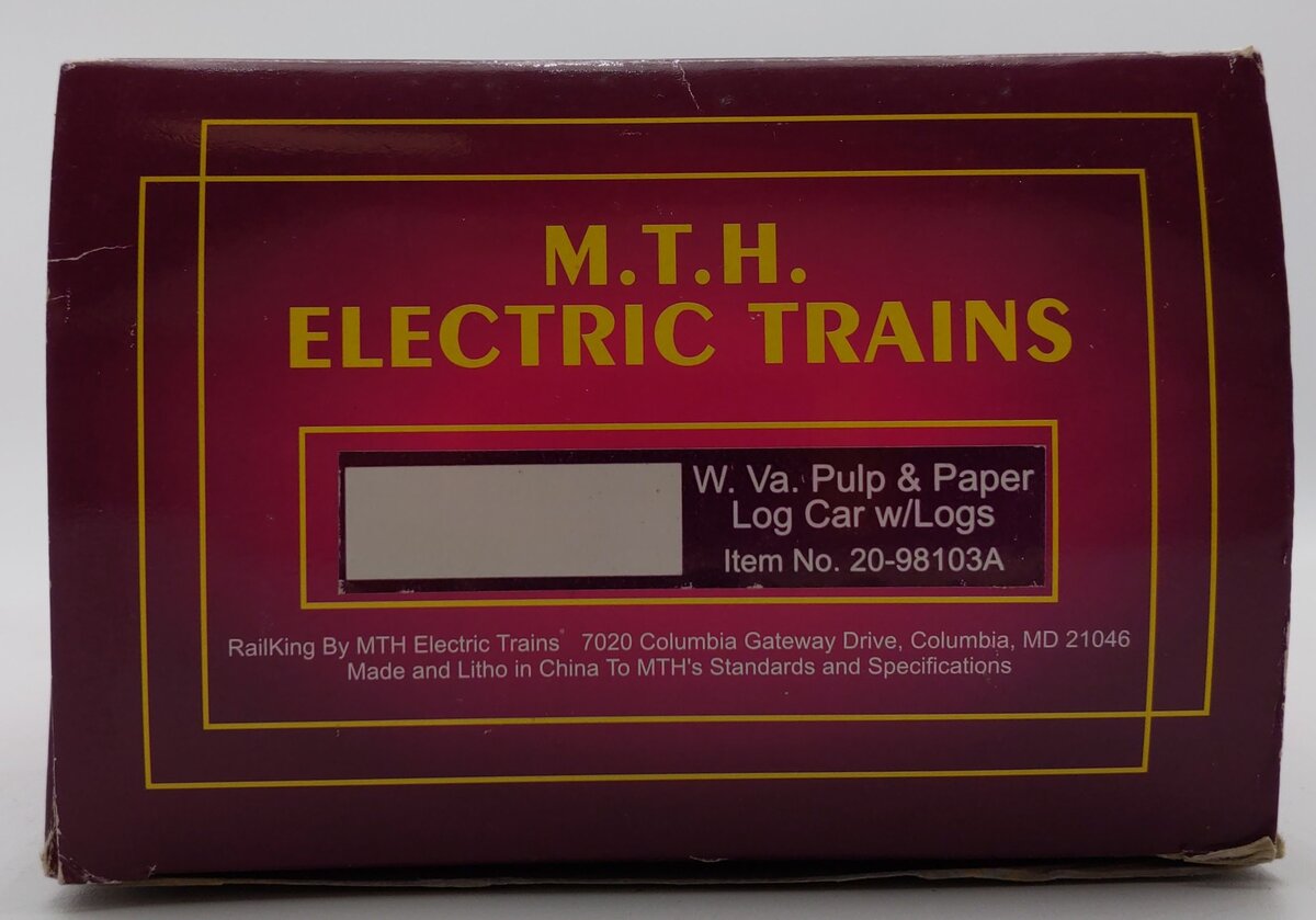 MTH 20-98103A O Gauge West Virginia Pulp and Paper Log Car w/Logs #153 EX/Box