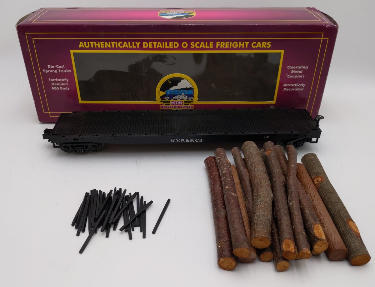 MTH 20-98103B O Gauge West Virginia Pulp and Paper Log Car w/Logs #162 EX/Box