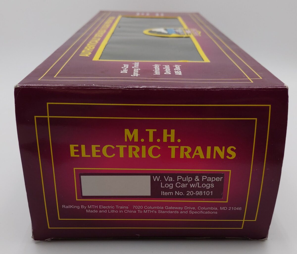 MTH 20-98101 O West Virginia Pulp and Paper Flatcar with Logs #176 EX/Box