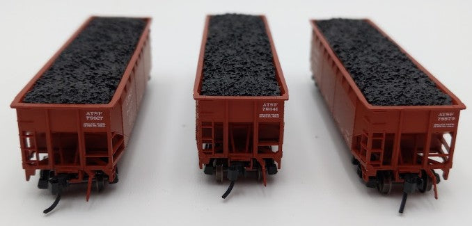 Bluford Shops 73453 N Scale Santa Fe 1950's Offset Side 3-Bay Hopper Car 3 Pack EX/Box
