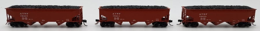 Bluford Shops 73453 N Scale Santa Fe 1950's Offset Side 3-Bay Hopper Car 3 Pack EX/Box