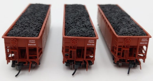 Bluford Shops 73453 N Scale Santa Fe 1950's Offset Side 3-Bay Hopper Car 3 Pack EX/Box