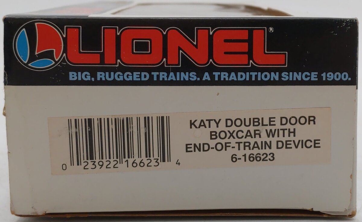 Lionel 6-16623 O Gauge Katy Double Door Boxcar with End-Of-Train Device LN/Box