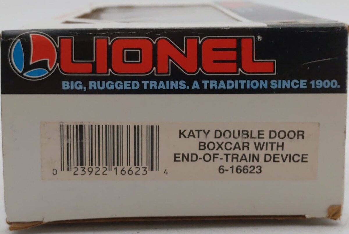 Lionel 6-16623 O Gauge Katy Double Door Boxcar with End-Of-Train Device LN/Box