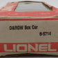 Lionel 6-9714 O Gauge Denver & Rio Grande Western Box Car VG/Box