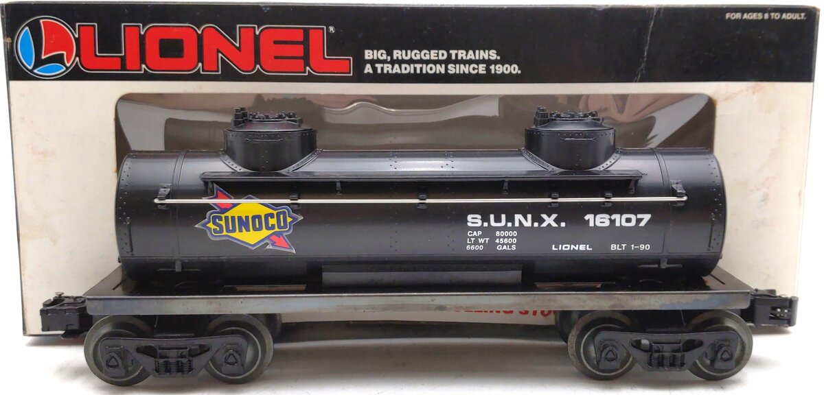 Lionel 6-16107 O Gauge Sunoco Black Double Dome Tank Car #16107 EX/Box