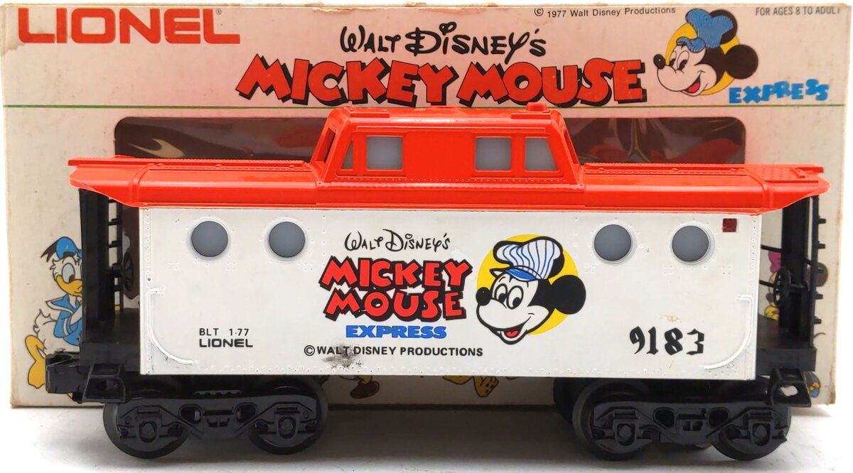 Lionel 6-9183 O Gauge Mickey Mouse Illuminated Caboose EX/Box