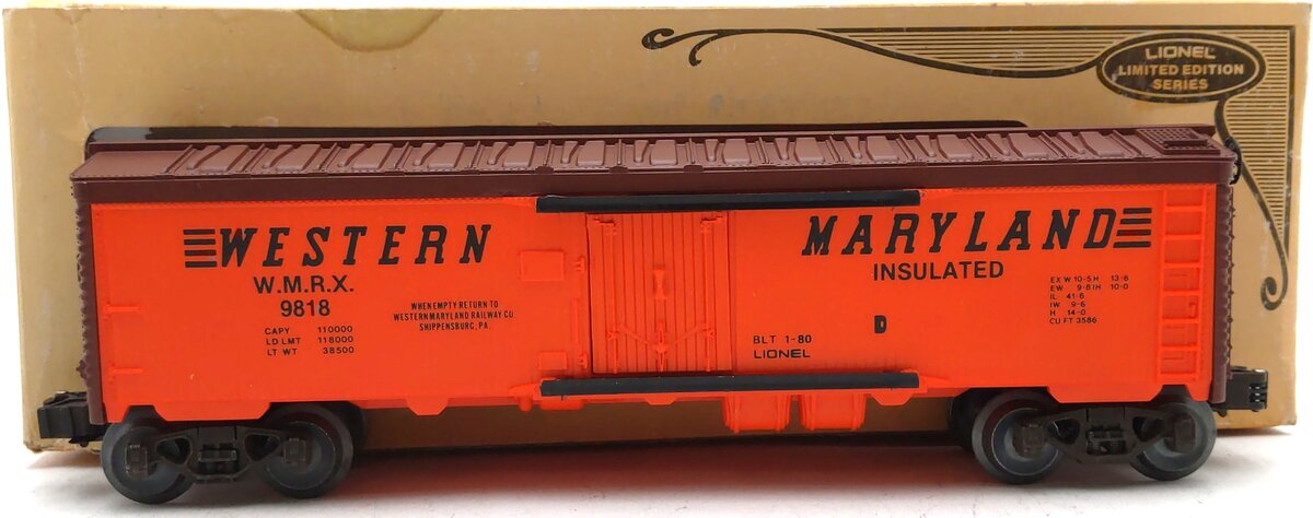 Lionel 6-9818 O Gauge Western Maryland Reefer Car LN/Box