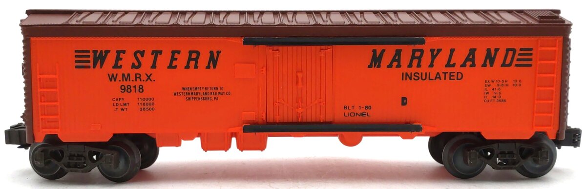 Lionel 6-9818 O Gauge Western Maryland Reefer Car LN/Box