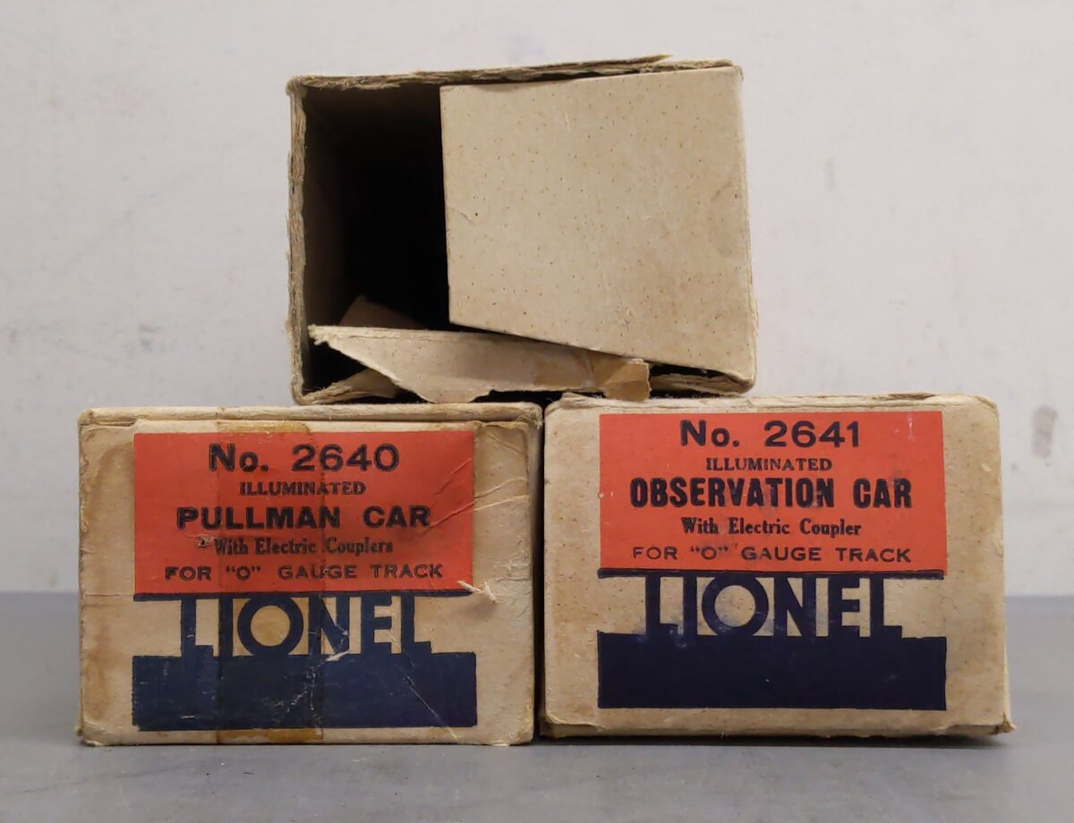 Lionel Vintage O Gauge Passenger Cars: 2640, 2640, 2641 [3] VG/Box
