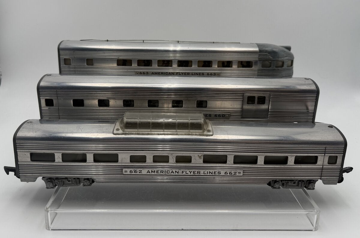 American Flyer Vintage S Gauge Passenger Cars: 660, 662 & 663 [3] VG