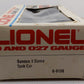 Lionel 6-9138 O Gauge Sunoco Triple Dome Black Tank Car VG/Box