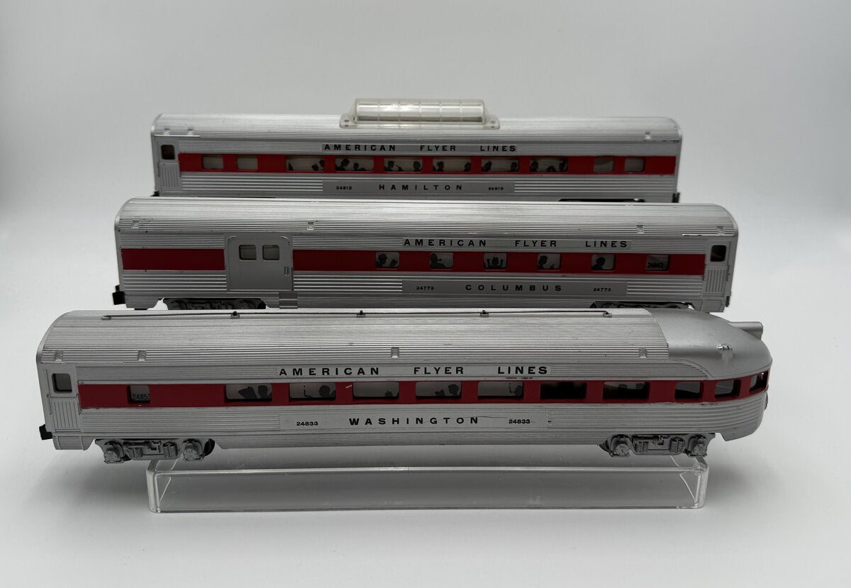American Flyer Vintage S Gauge Passenger Cars: 24773, 24813 & 24833 [3] VG