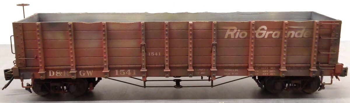 AMS 1541 G Scale Custom Weathered Denver & Rio Grande Western High Side Gondola/Box
